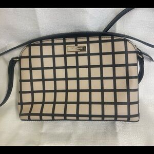 Kate Spade Brightwater Hanna Black and Tan Grid Crossbody Bag
